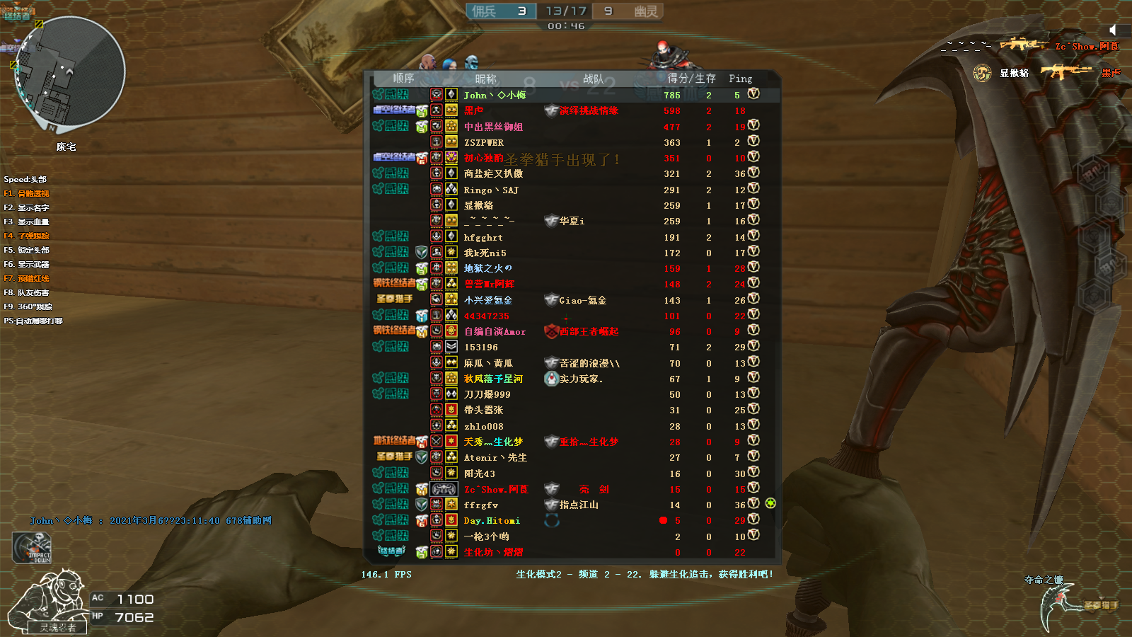 CF神王多功能辅助V3.8破解版 骨骼透视自瞄 子弹追踪